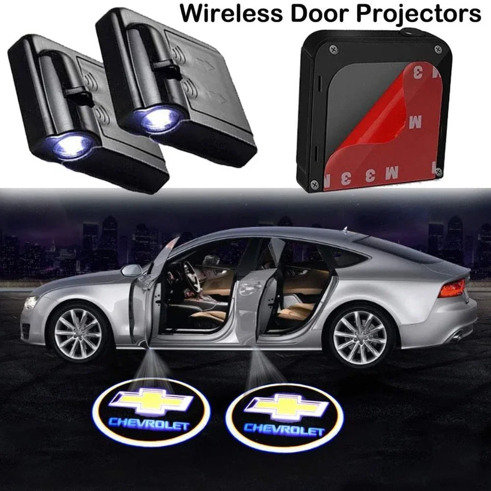 2x PCs Chevy Logo Wireless Car Door Welcome Laser Projector Emblem